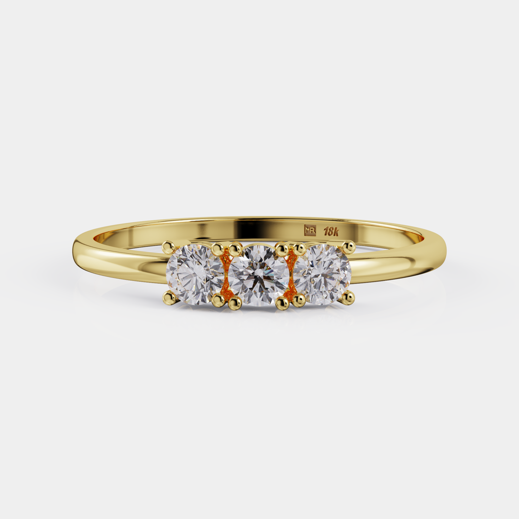 טבעת 3 יהלומים עדינה - Minimal Trio