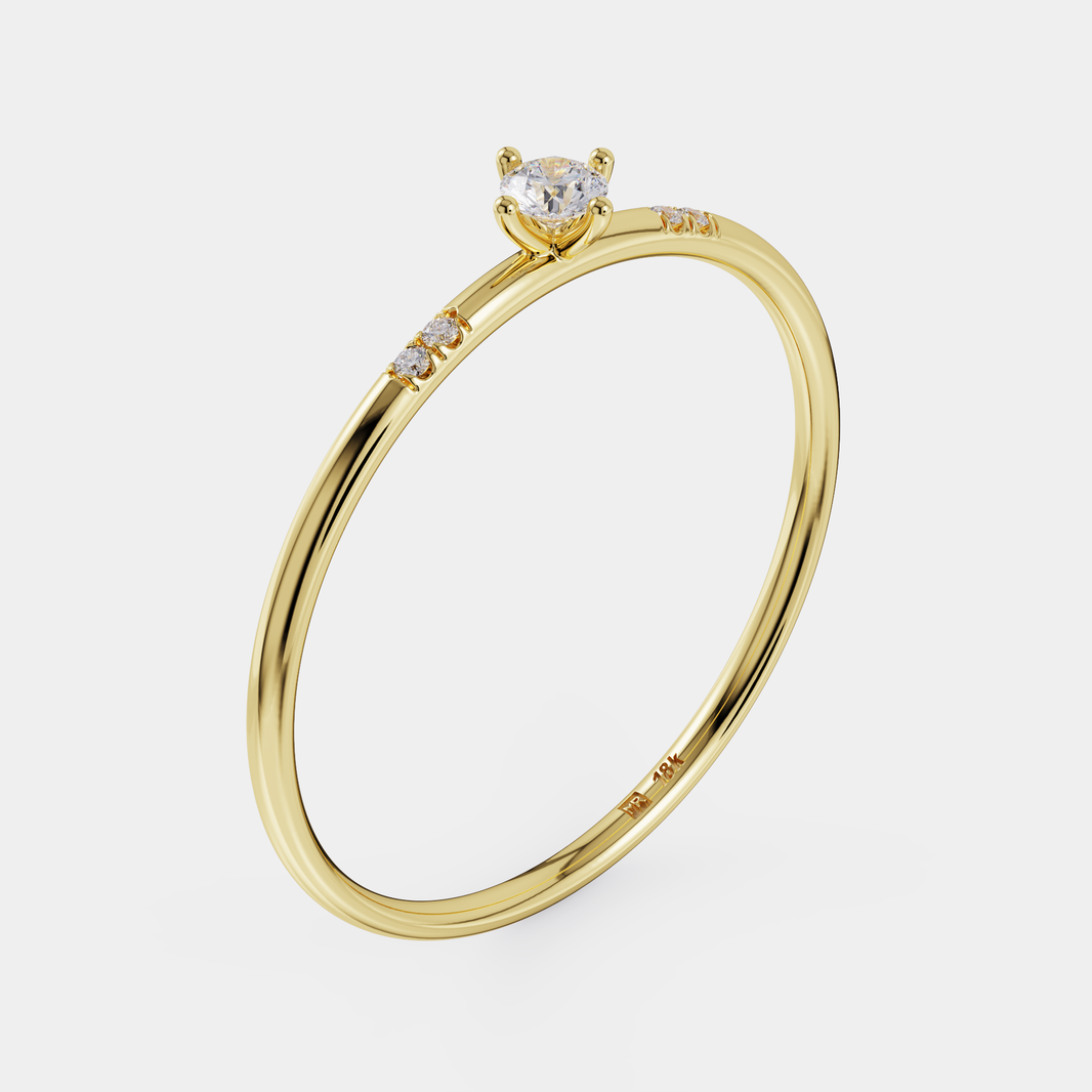 טבעת עדינה יהלום - Hilo de luz